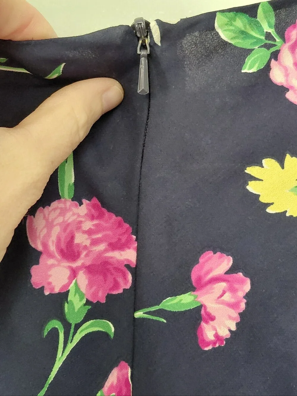 Lauren Ralph Lauren 100% Silk Navy Floral 90's Vintage Midi Dress NWT 4P